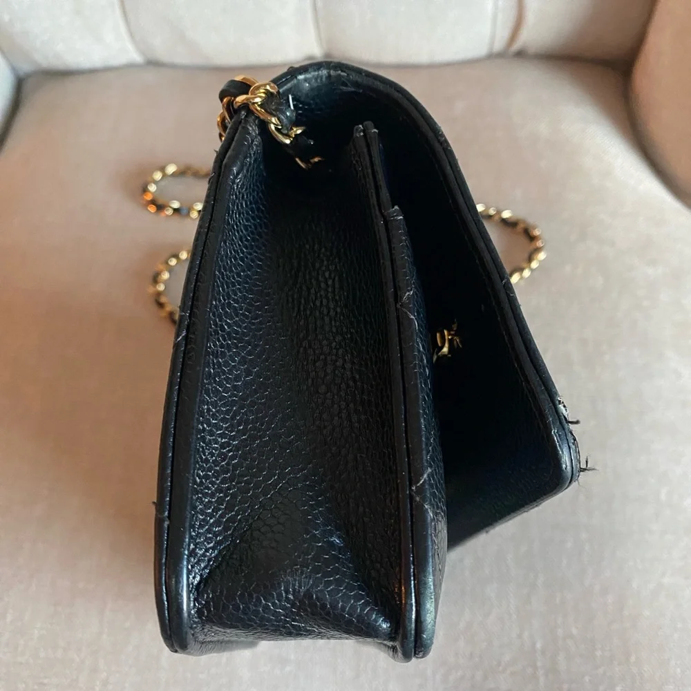 Authentic Chanel Wallet on Chain - Black Caviar Leather with Gold hardware - Picture 6 of 16